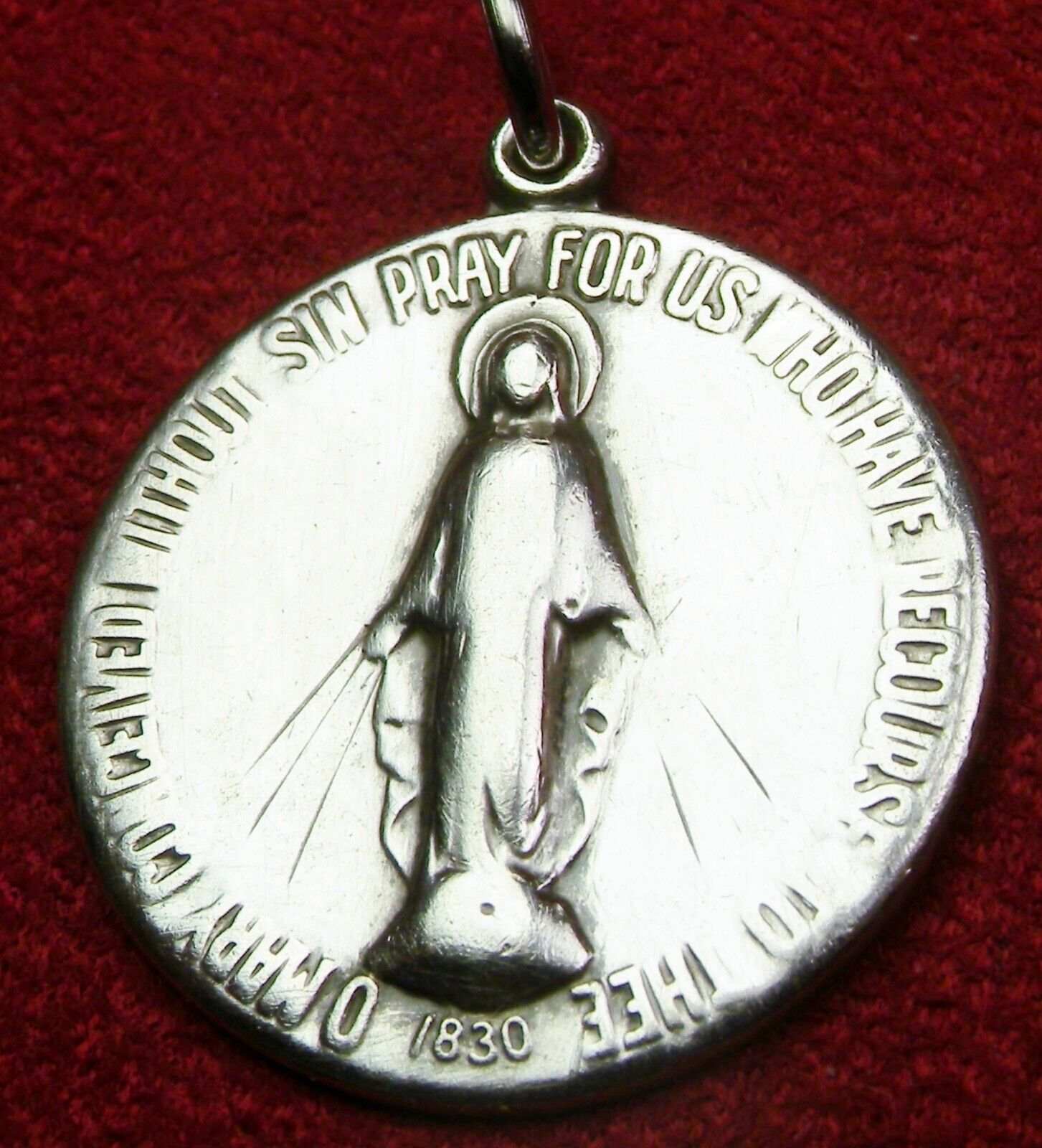 BERTHA'S VINTAGE MIRACULOUS MEDAL 1930 CENTENNIAL STERLING SILVER ROSARY MEDAL