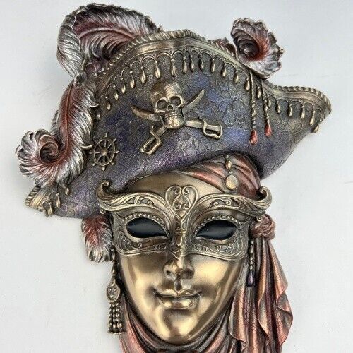 Vintage Italian Bronze Mask Statue Massive 850 g Decorative Piece 12.2 inch