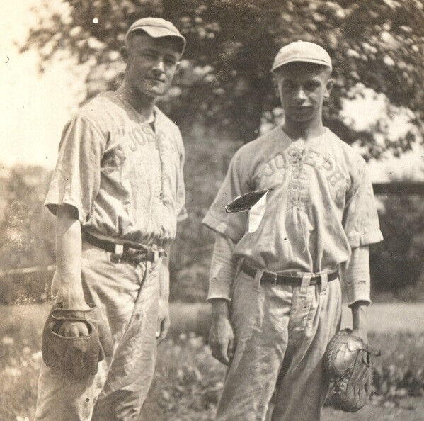 St Josephs Baseball Players Real Photo Postcard Rppc Uniforms Gloves Antique