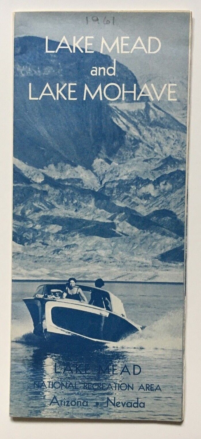 Vintage 1961 Nevada Arizone Lake Mead and Lake Mohave Travel Brochure w/ map 
