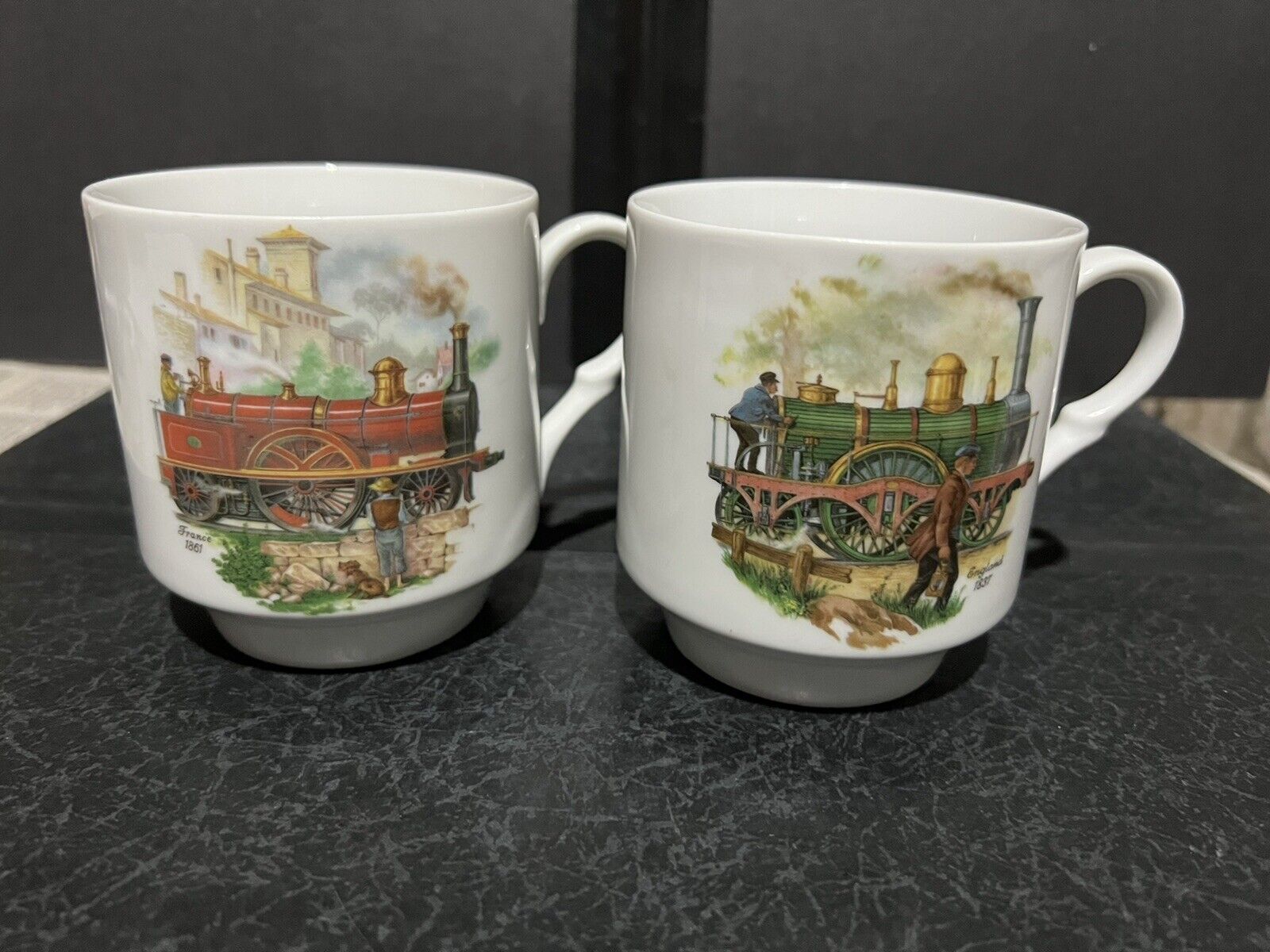 Two Railroad Train M Coffee Mug Bavaria Schumann France 1861 England 1837