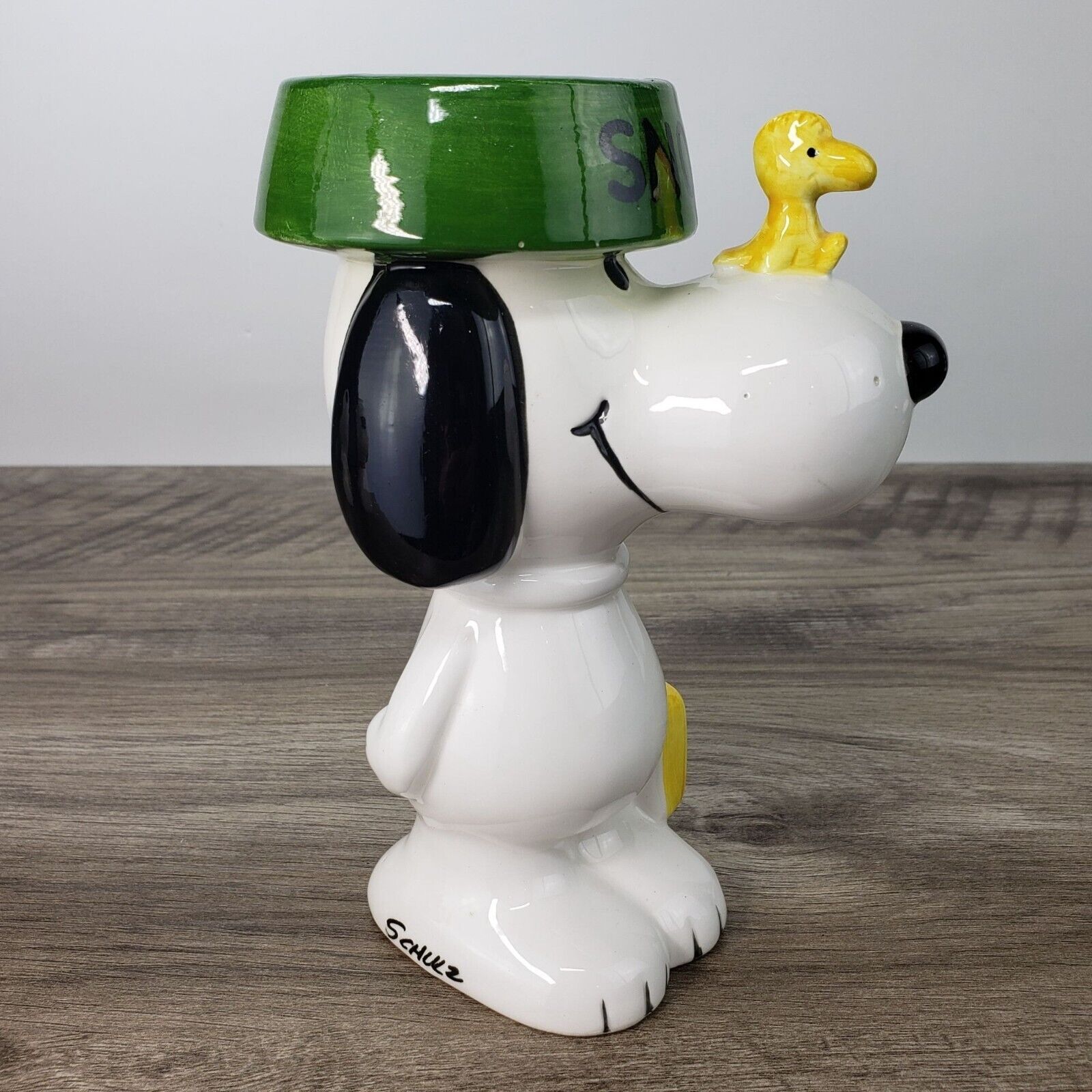 Vintage 1966 Snoopy Come Home & Woodstock Ceramic Planter Vase signed SCHULTZ