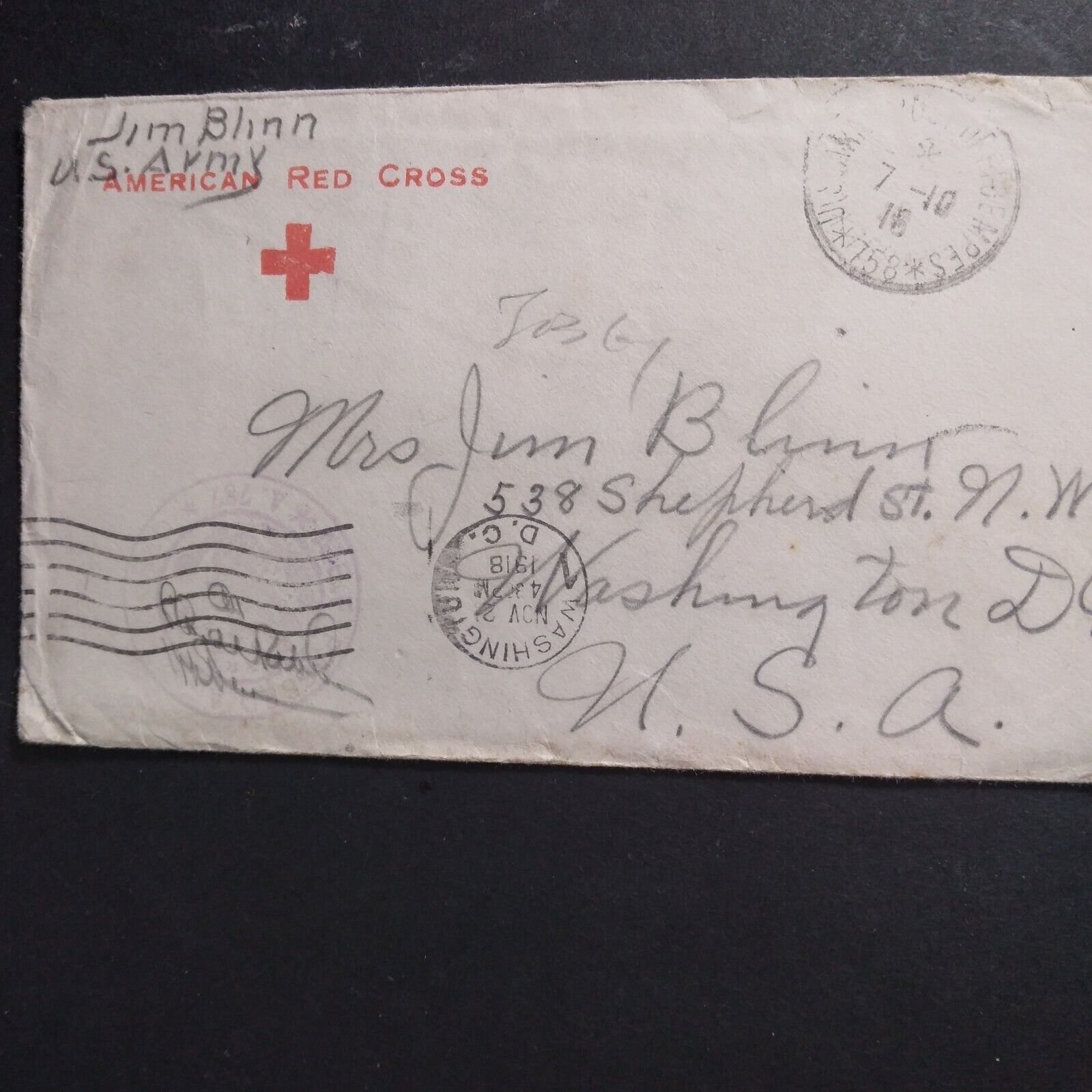 Censered WW1 Soldiers Mail Cover On Contributed American Red Cross Stationary..