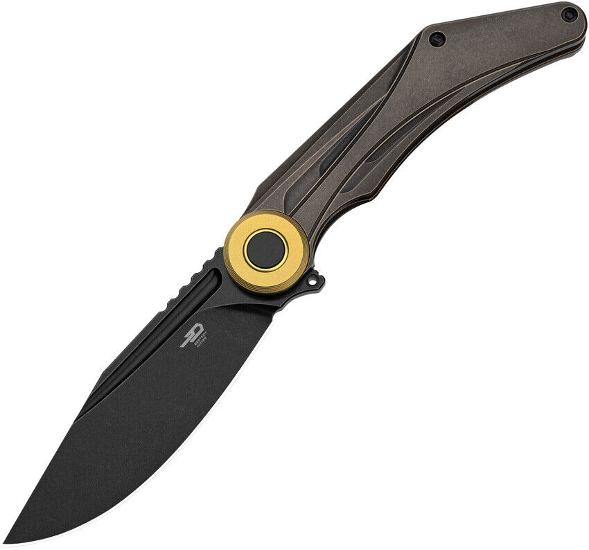 Bestech Knives Seraph Framelock Black & Bronze Titanium Folding M390 Knife 2403E