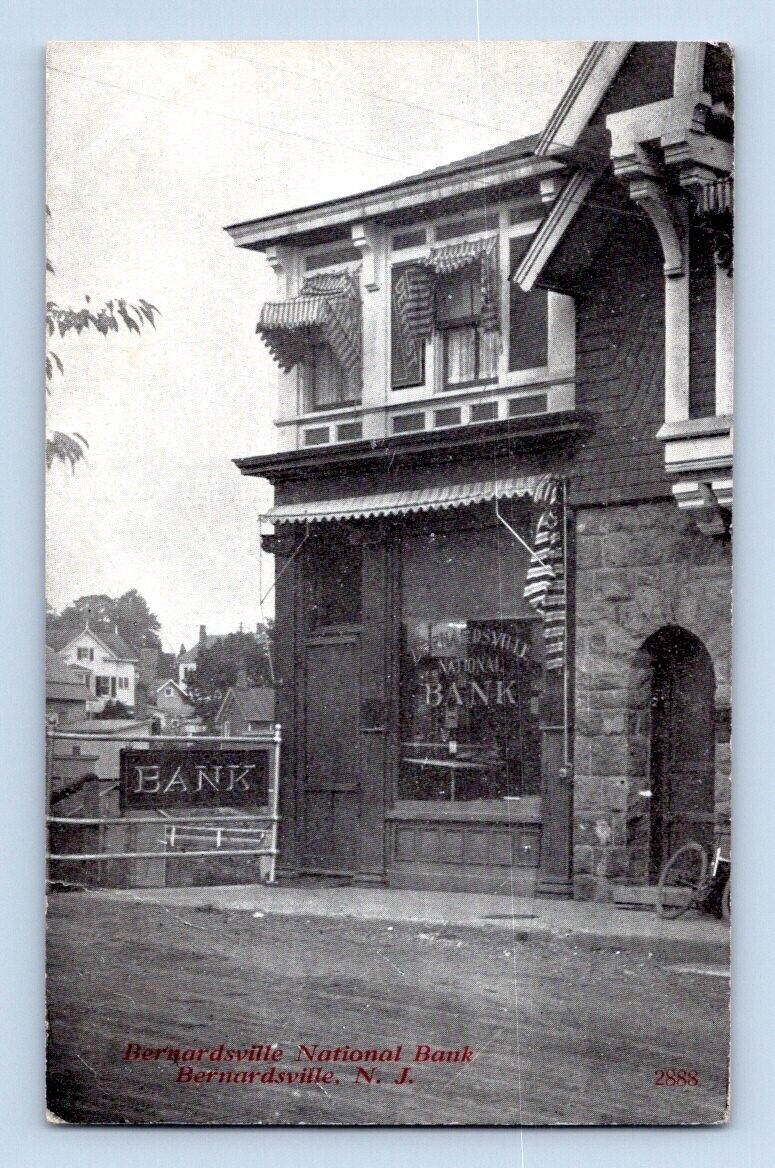 1909. BERNARDSVILLE, NJ. NATIONAL BANK. POSTCARD EE18