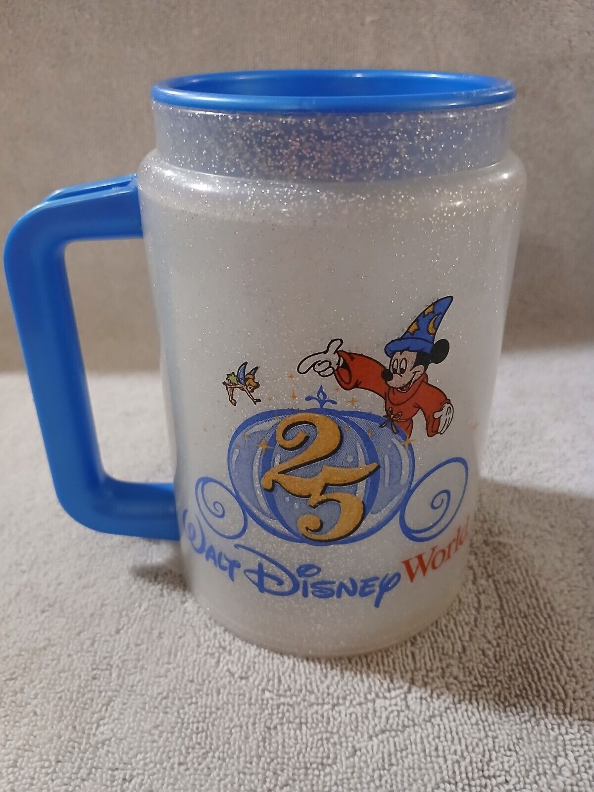 Vintage Walt Disney World 25th Anniversary Refillable Mug Sorcerer Mickey 1996