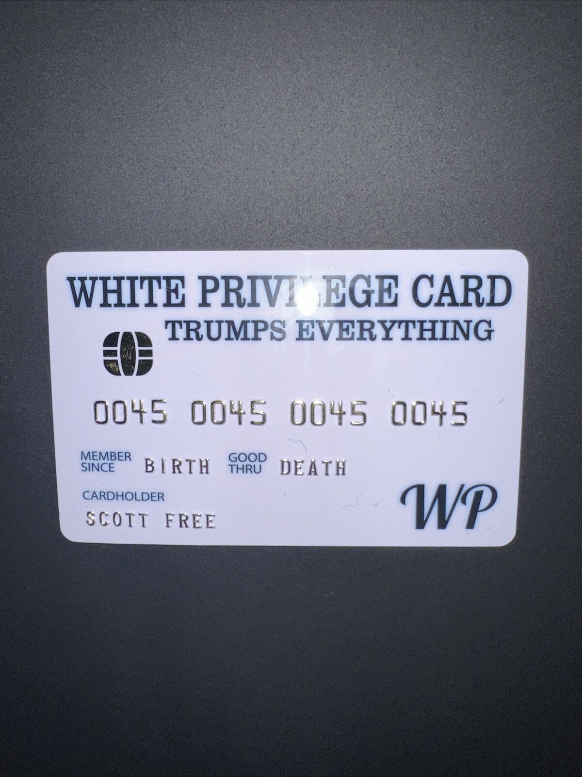 W. Privilege Card “Novelty Joke Card\