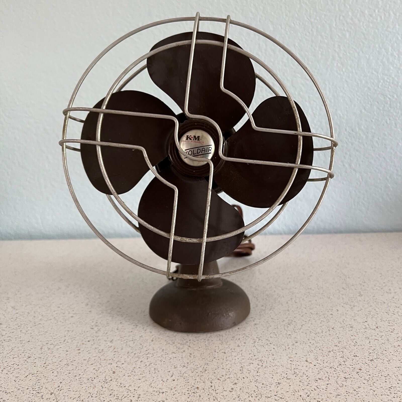 Vintage Knapp Monarch KM Koldair Brown Desktop Fan 8\