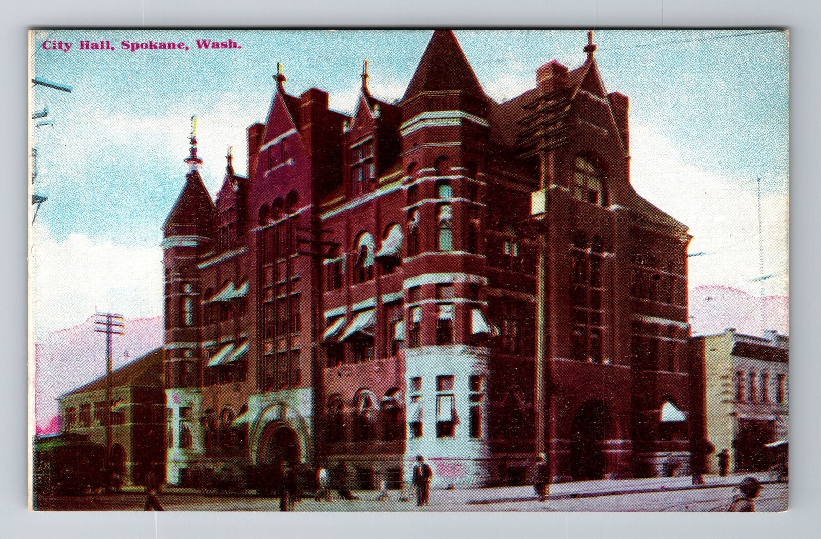 Spokane WA-Washington, City Hall, Antique, Vintage Souvenir Postcard