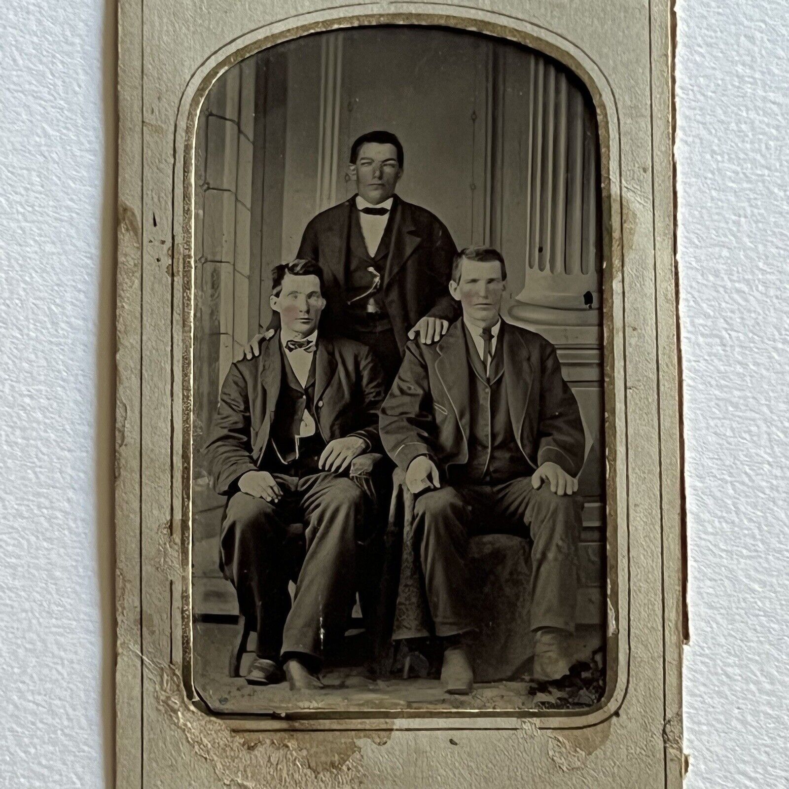 Antique Tintype Group Photograph Handsome Fashionable Dapper Young Men