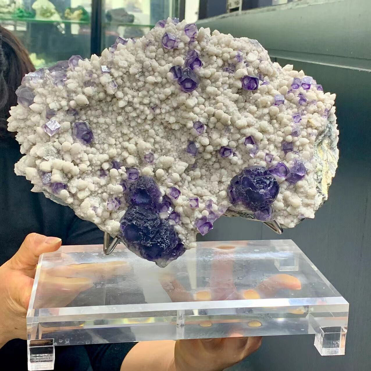 11LB  Rare transparent purple cubic fluorite mineral crystal sample / China
