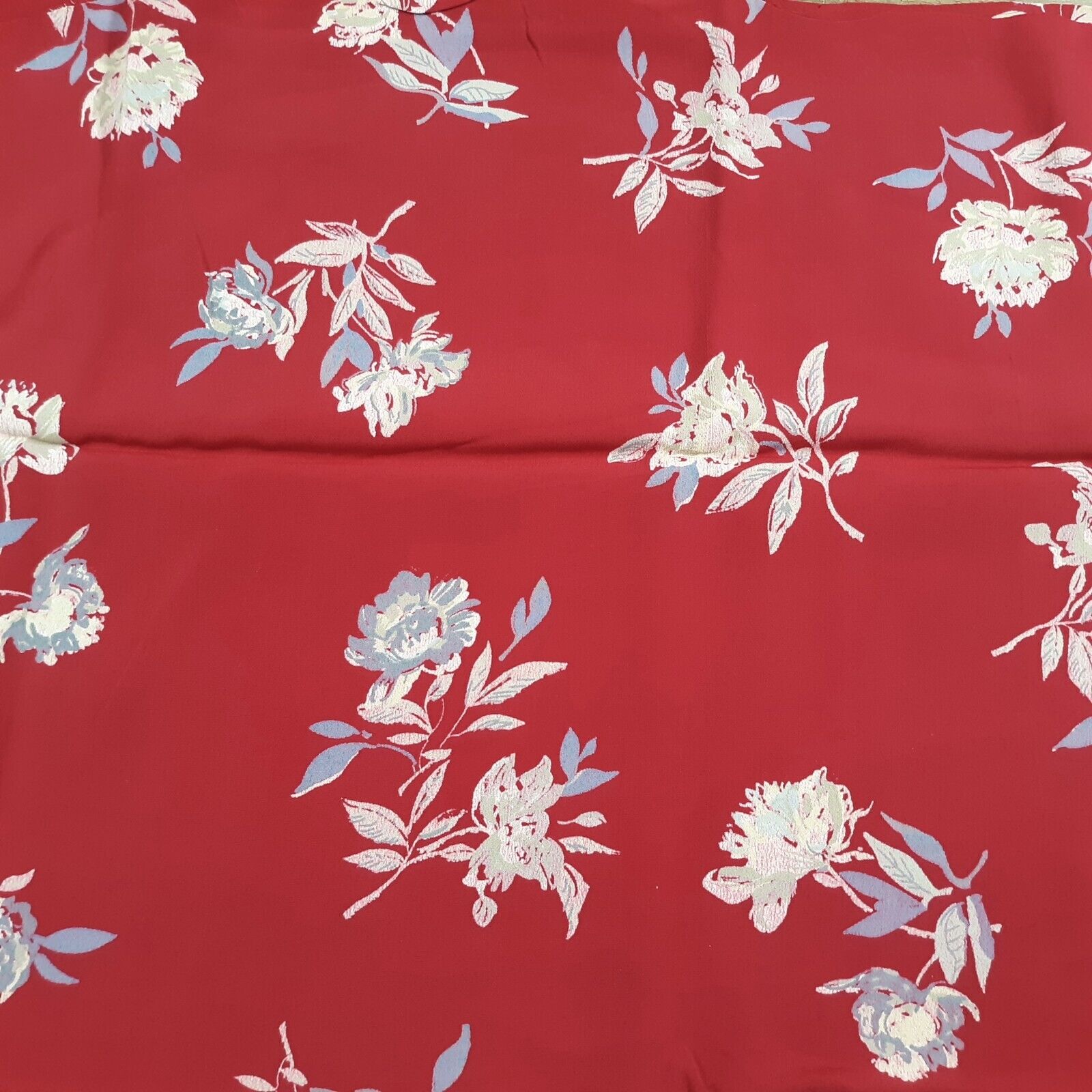Vintage Red Rayon Challis, Red Dress Fabric, Vintage Fabric, FOA, 1.75 Yards 54\