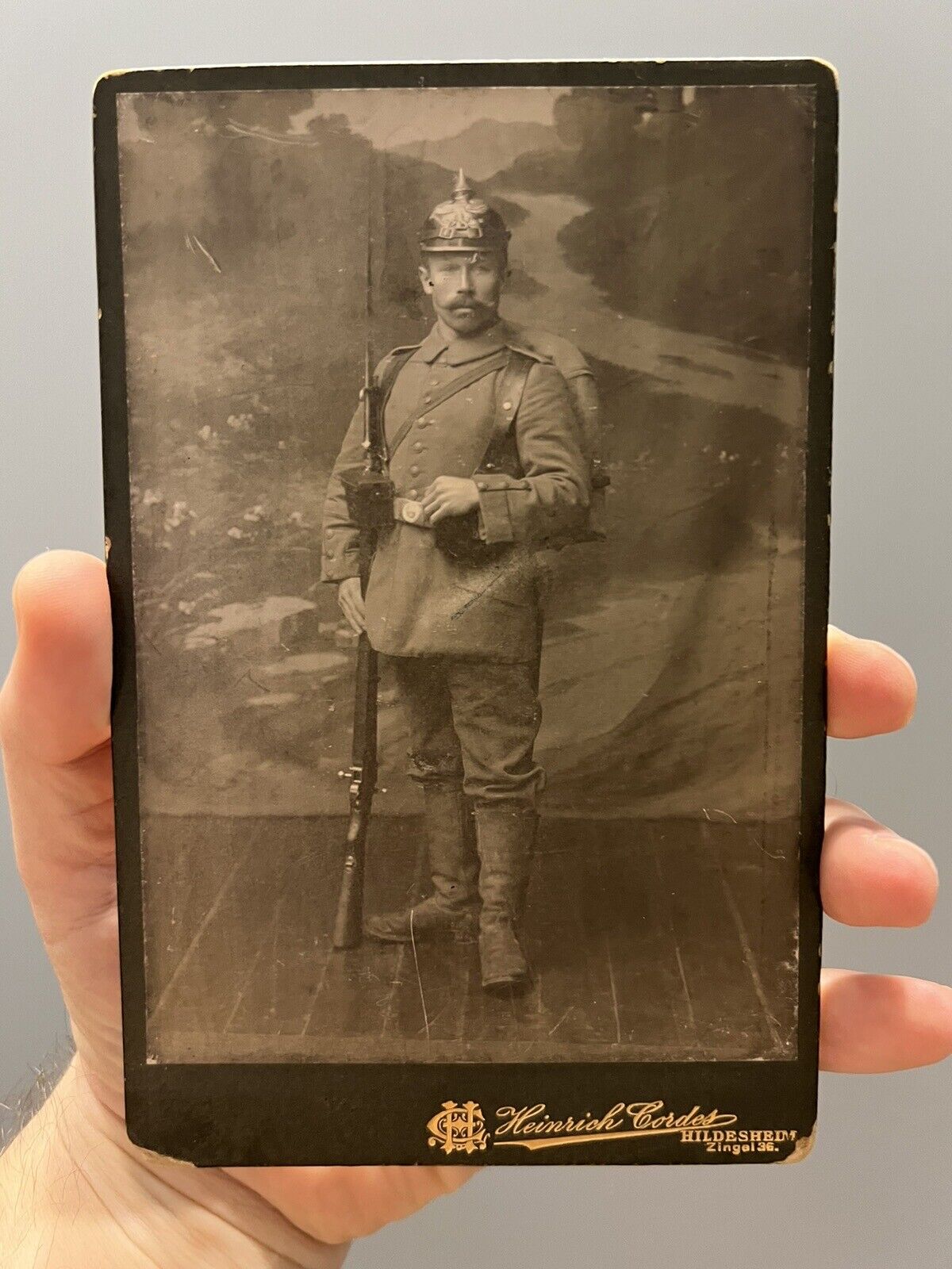 World War I German Soldier Cabinet Card Photograph 4.25” x 6.5”