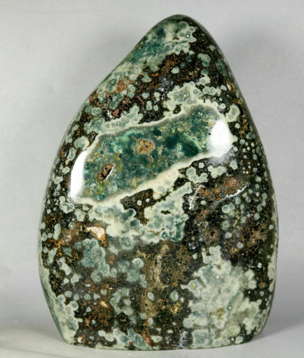 4.74lb Natural Orbicular Ocean Jasper Agate Geode Upstand Slab Freeform Stone