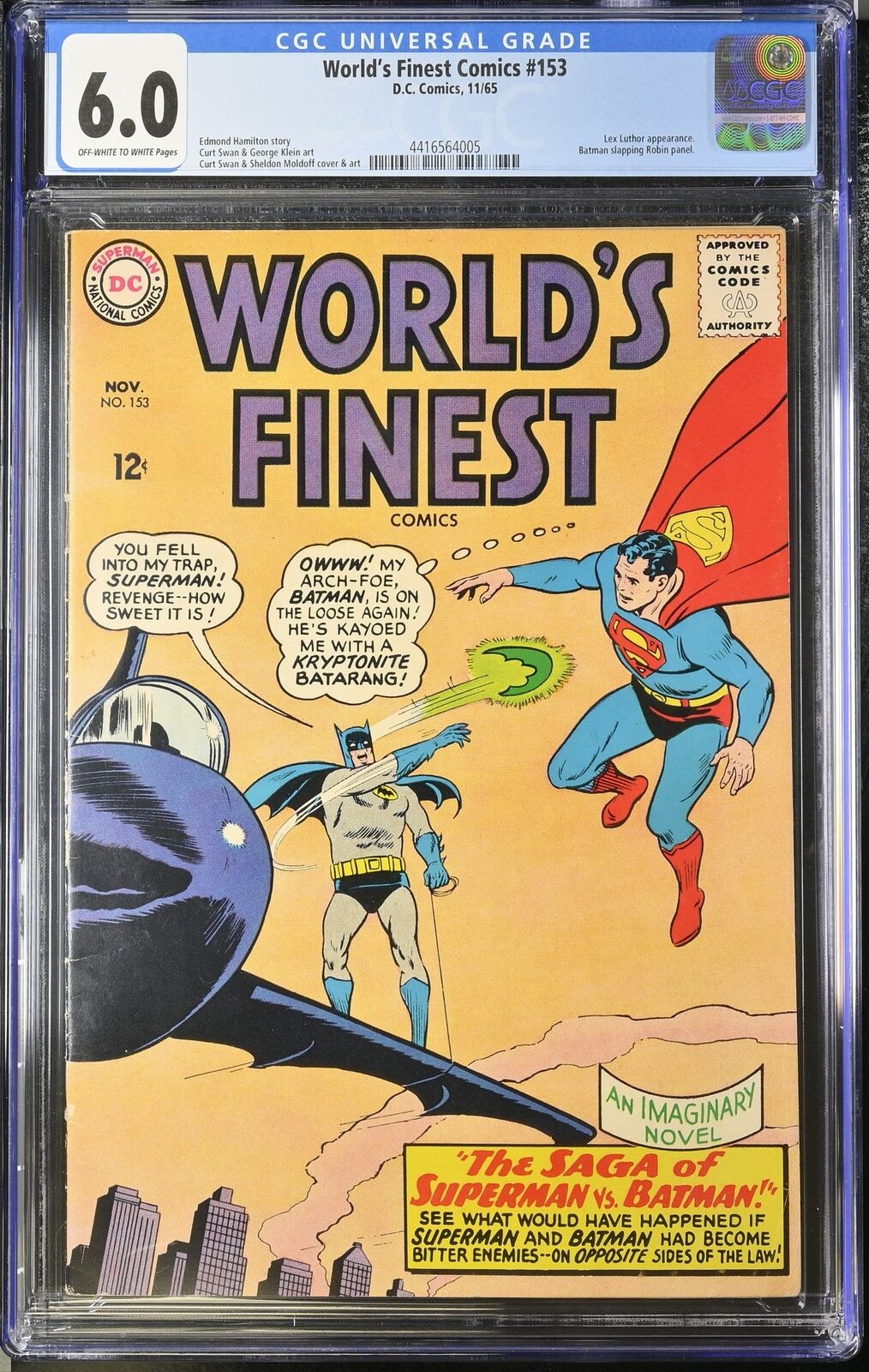 World's Finest Comics #153 CGC FN 6.0 Batman Slaps Robin Meme DC Comics 1965