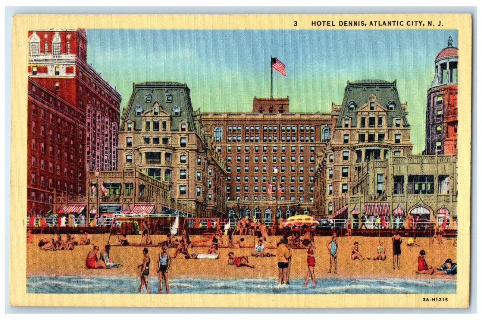1948 Hotel Dennis Exterior Building Atlantic City New Jersey NJ Vintage Postcard
