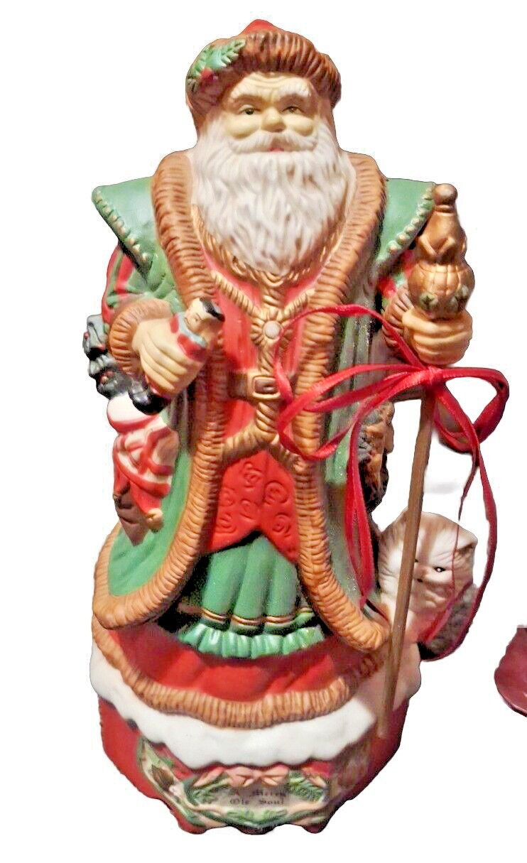 Vintage 1990s Merry Old Soul Ceramic Christmas Musical Santa Claus Figurine