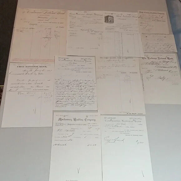 vtg antique original 1880\'s PA bank documents 10 pieces paper ephemra #5
