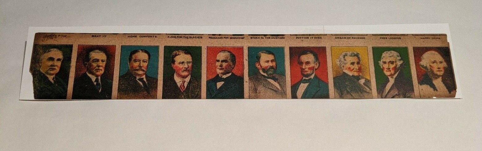 1921 W-563 PRESIDENTIAL STRIP TEN UNCUT CARDS W/ LINCOLN & TEDDY ROOSEVELT (#B)