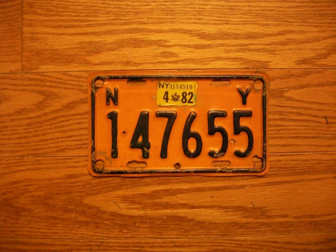 SINGLE NEW YORK LICENSE PLATE - 1982 - 147655 - MOTORCYCLE
