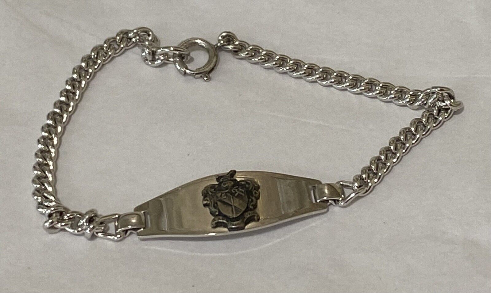 Vintage Sterling Silver 1950s Sorority Bracelet with Crest 7” Dainty Small FCC
