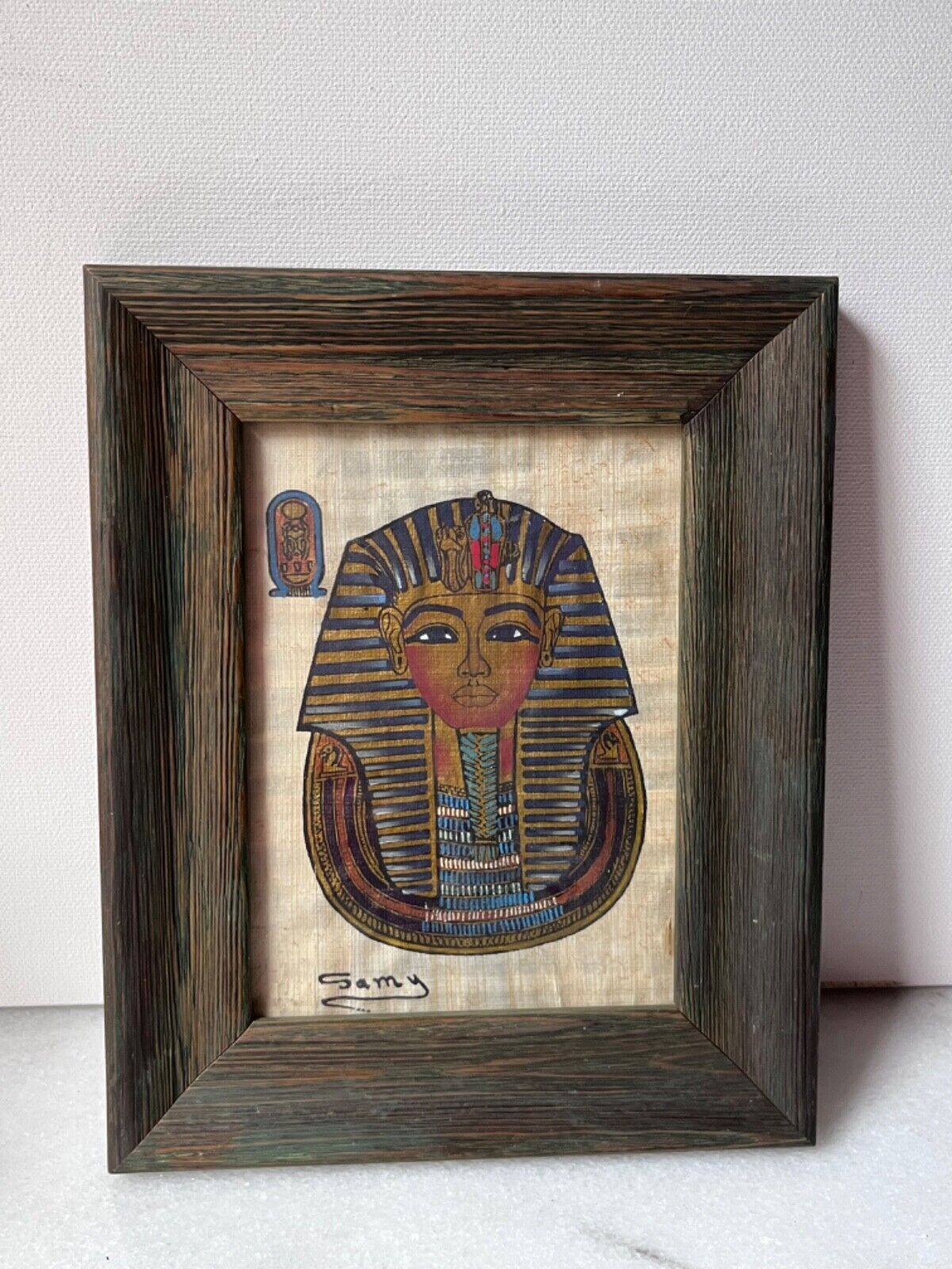 King Tutankhamun Hand Painted Papyrus From Egypt / Hand Painted Egyptian Papyrus