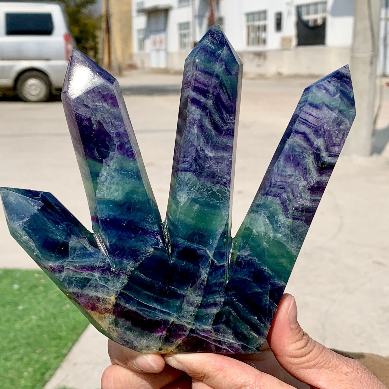 1.61LB Natural colour Fluorite Crystal obelisk crystal wand healing