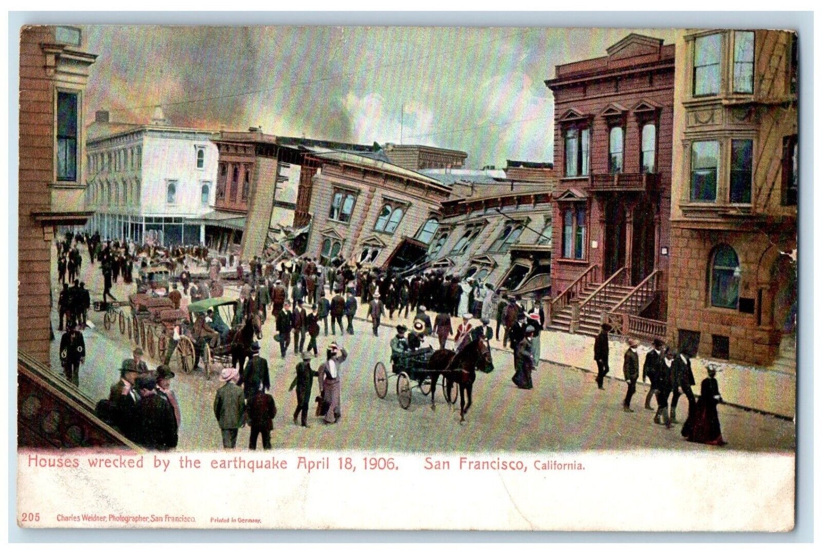 c1906 Houses Wrecked Earthquake Exterior Road San Francisco California Postcard