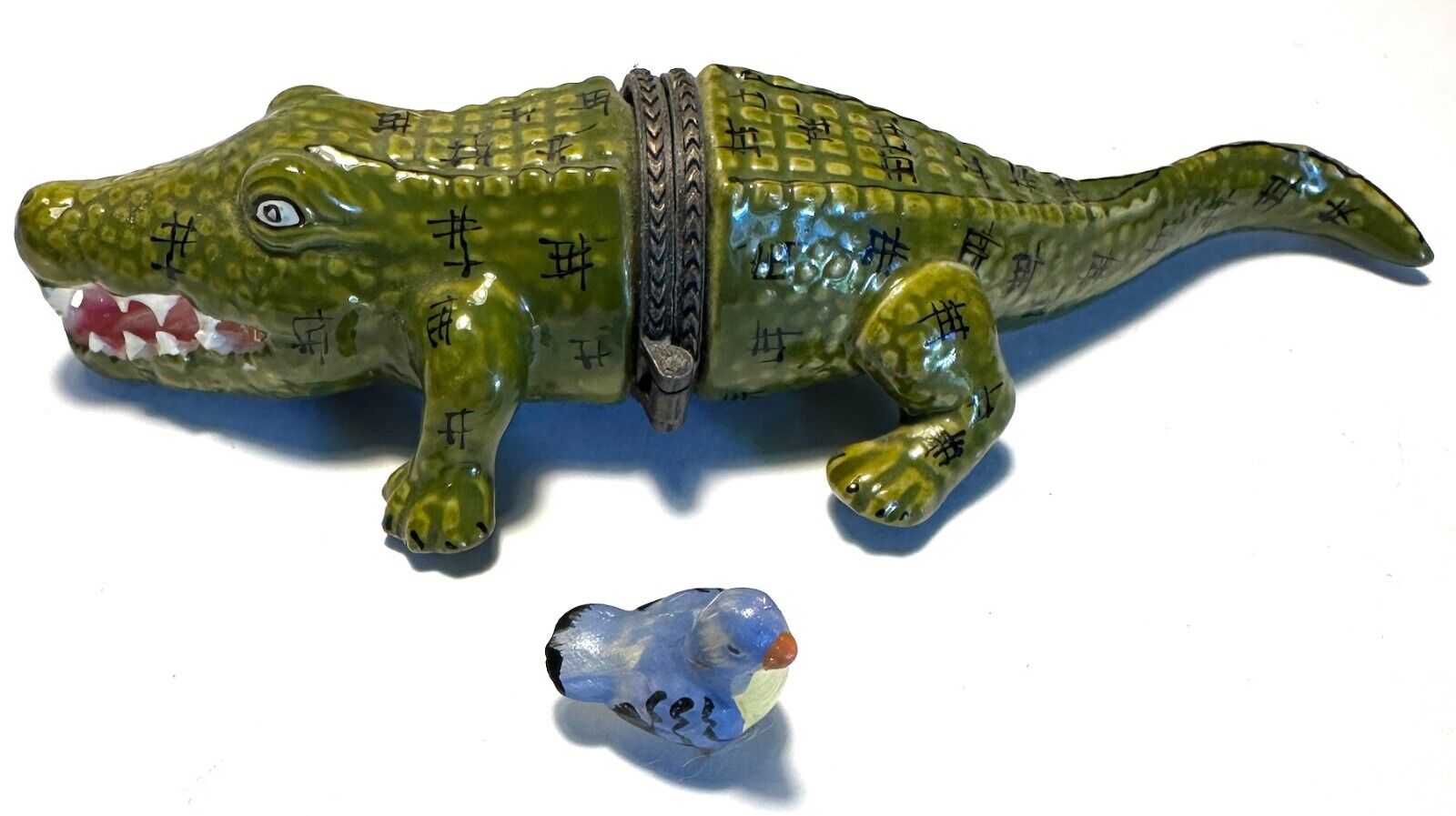 Limoge (faux) trinket box alligator crocodile figurine