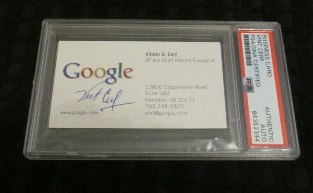 Vint Cerf father of the internet signed autographed psa slabbed business card
