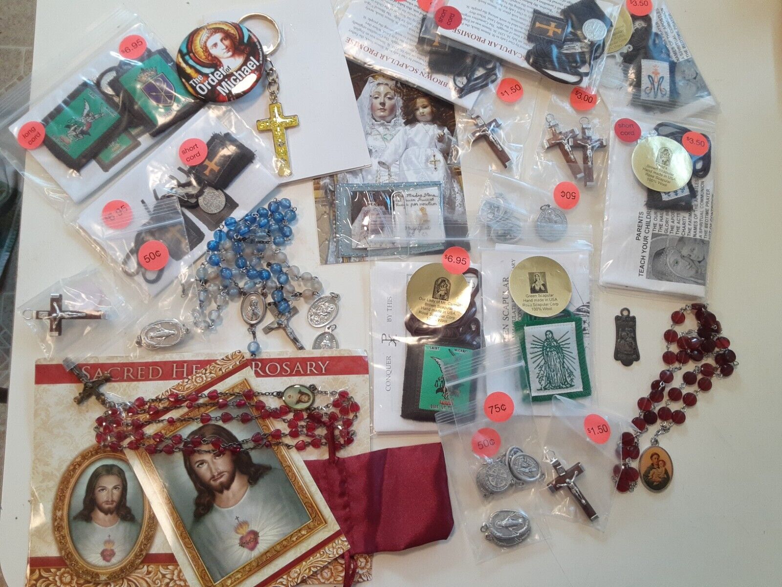 Vintage Catholic Religious Lot Rosaries Medals Scapular