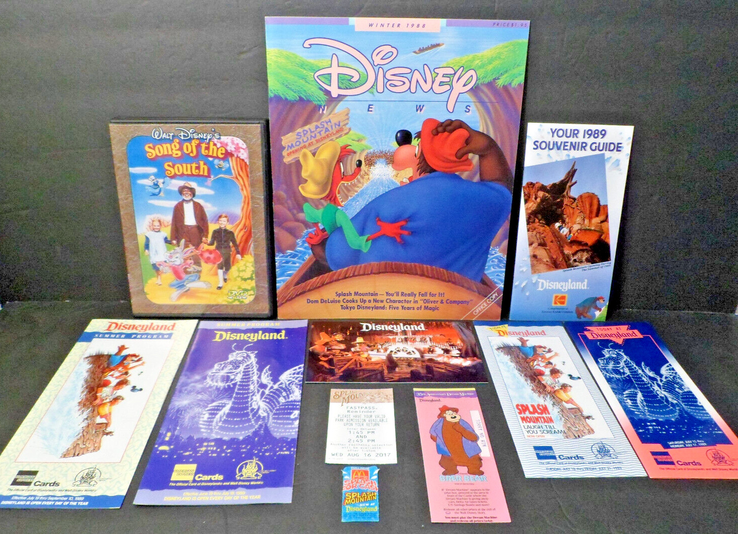 Lot of 11 - Disneyland Splash Mountain DVD & Collector Items - Opening Day 1989