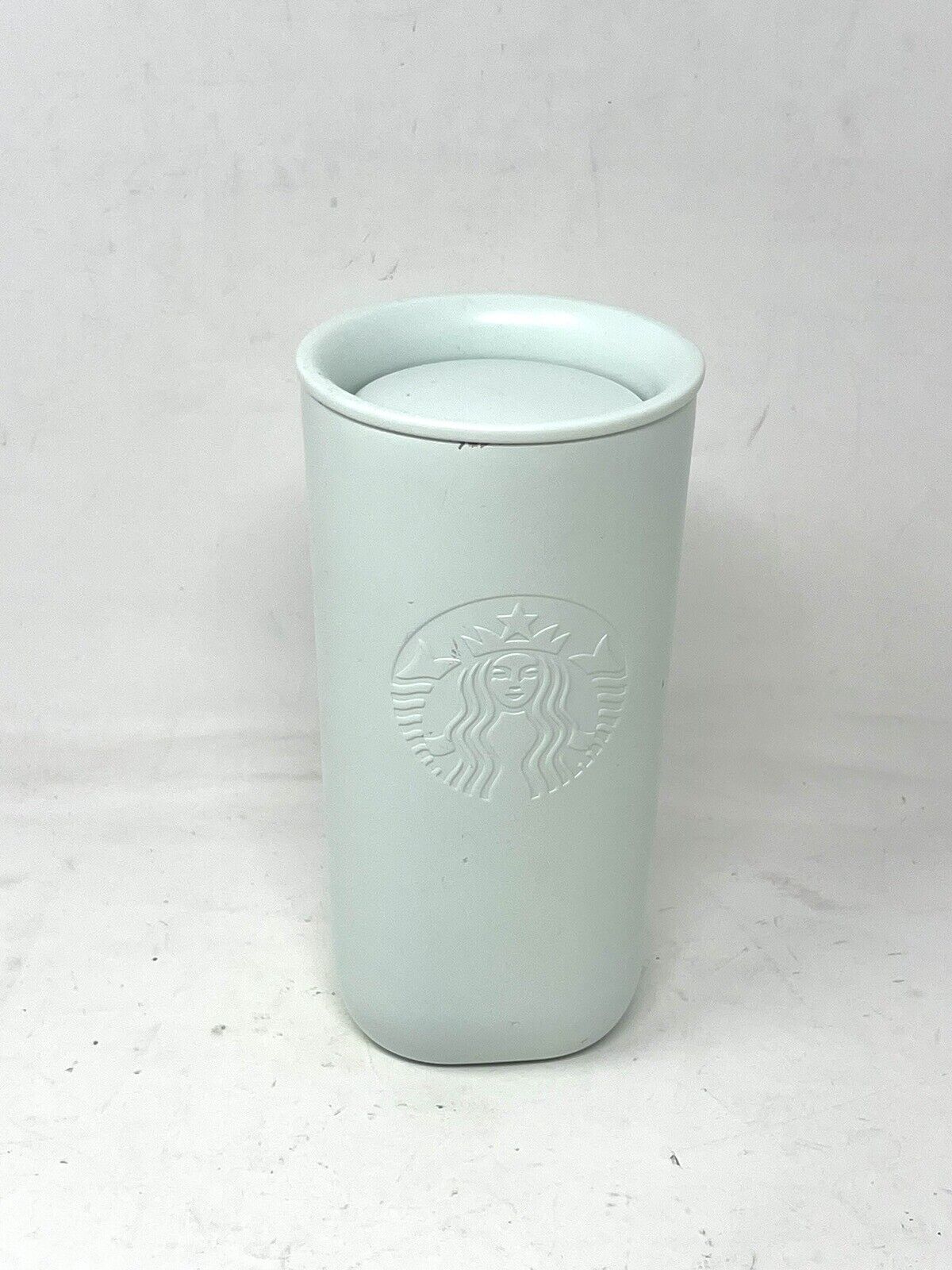 Starbucks Recycled Stainless Steel Mint Green Cup Tumbler Triangle 6”x3” 12oz