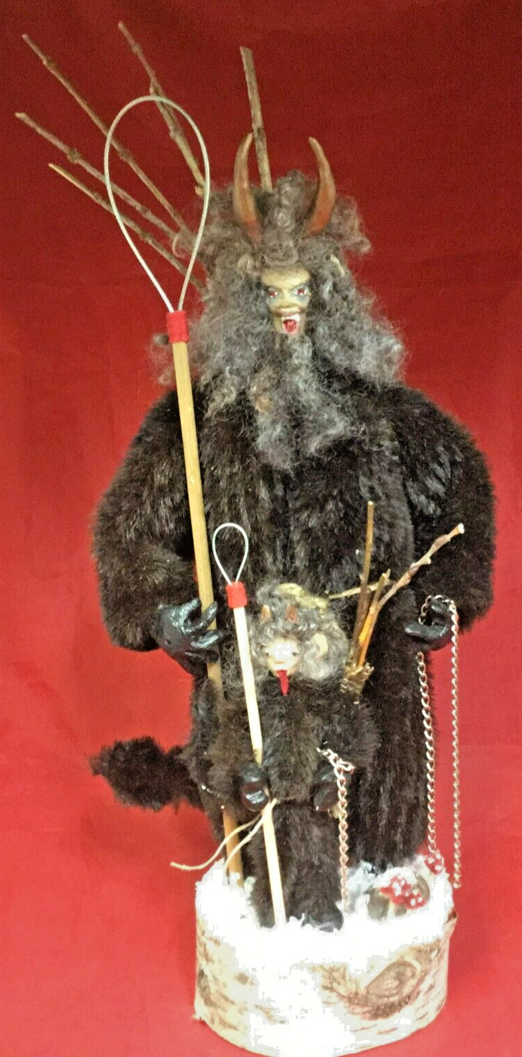 2024 NEW Krampus with Krampus Child Handcrafted Wood, Chains, Furs, 19\