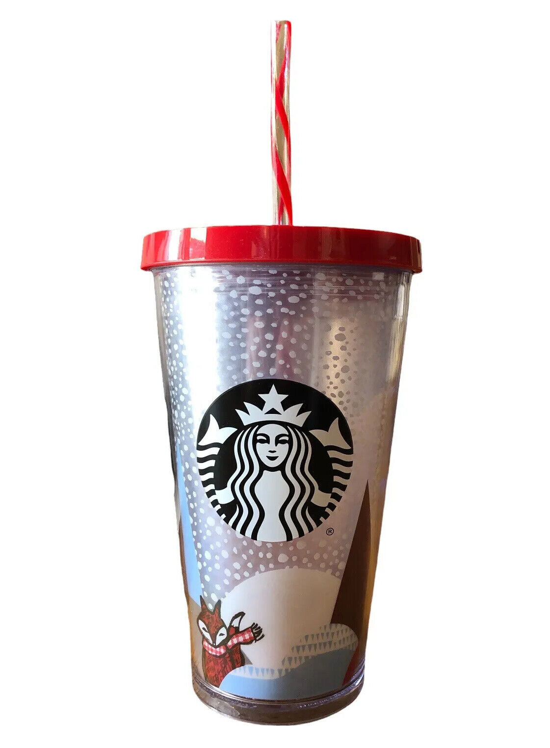 Starbucks Christmas Holiday Winter Travel Tumbler With Lid And Straw Rare