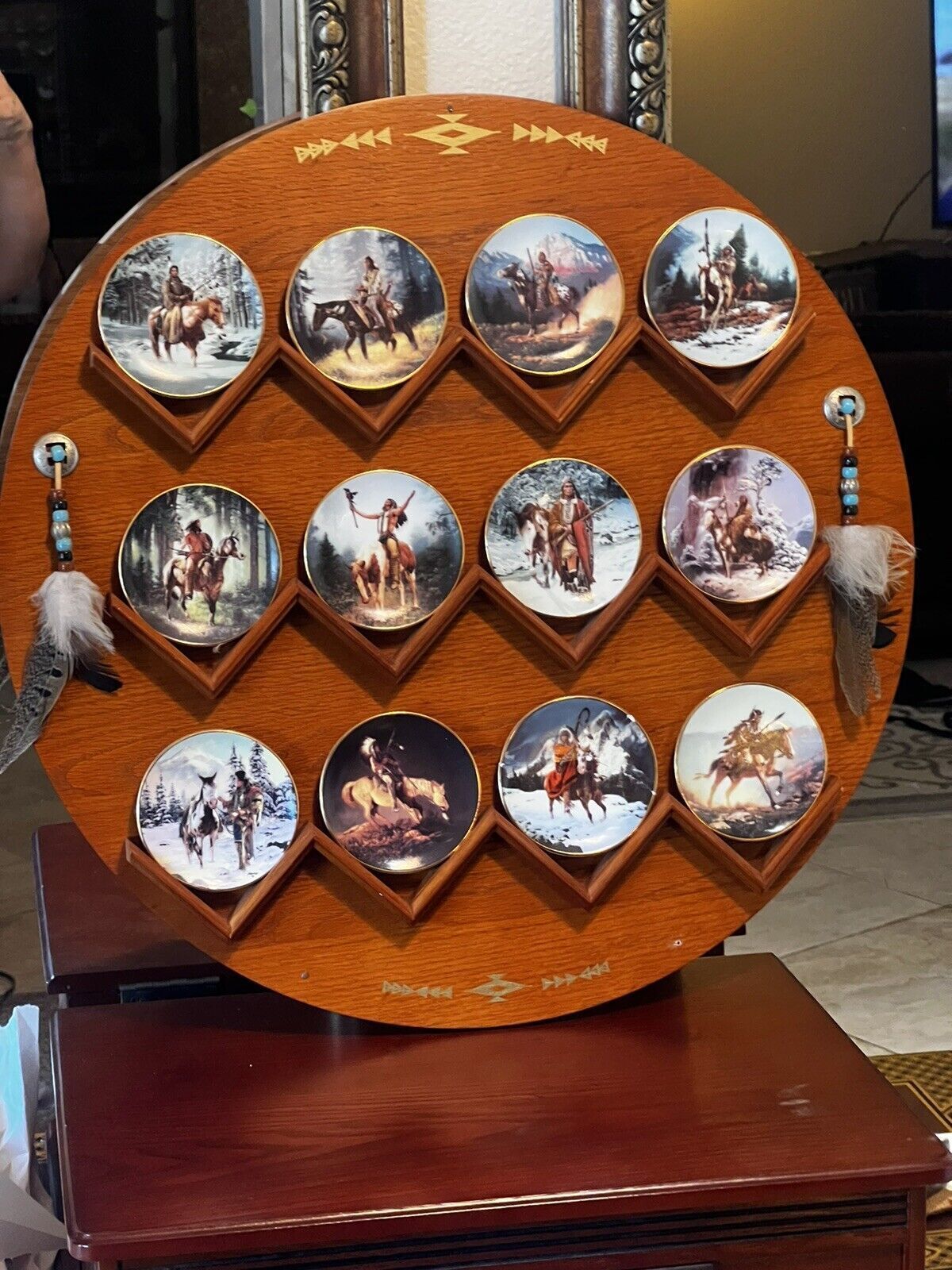 NATIVE AMERICAN MINI COLLECTOR PLATES (12) WITH DISPLAY RACK 22\