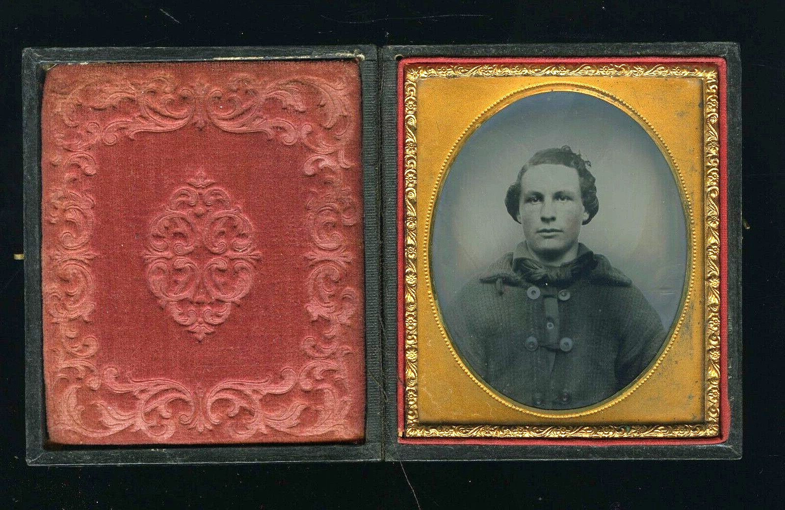 1/6 1850s Tintype Handsome Young Man - Gold Miner? NEFF's PATENT