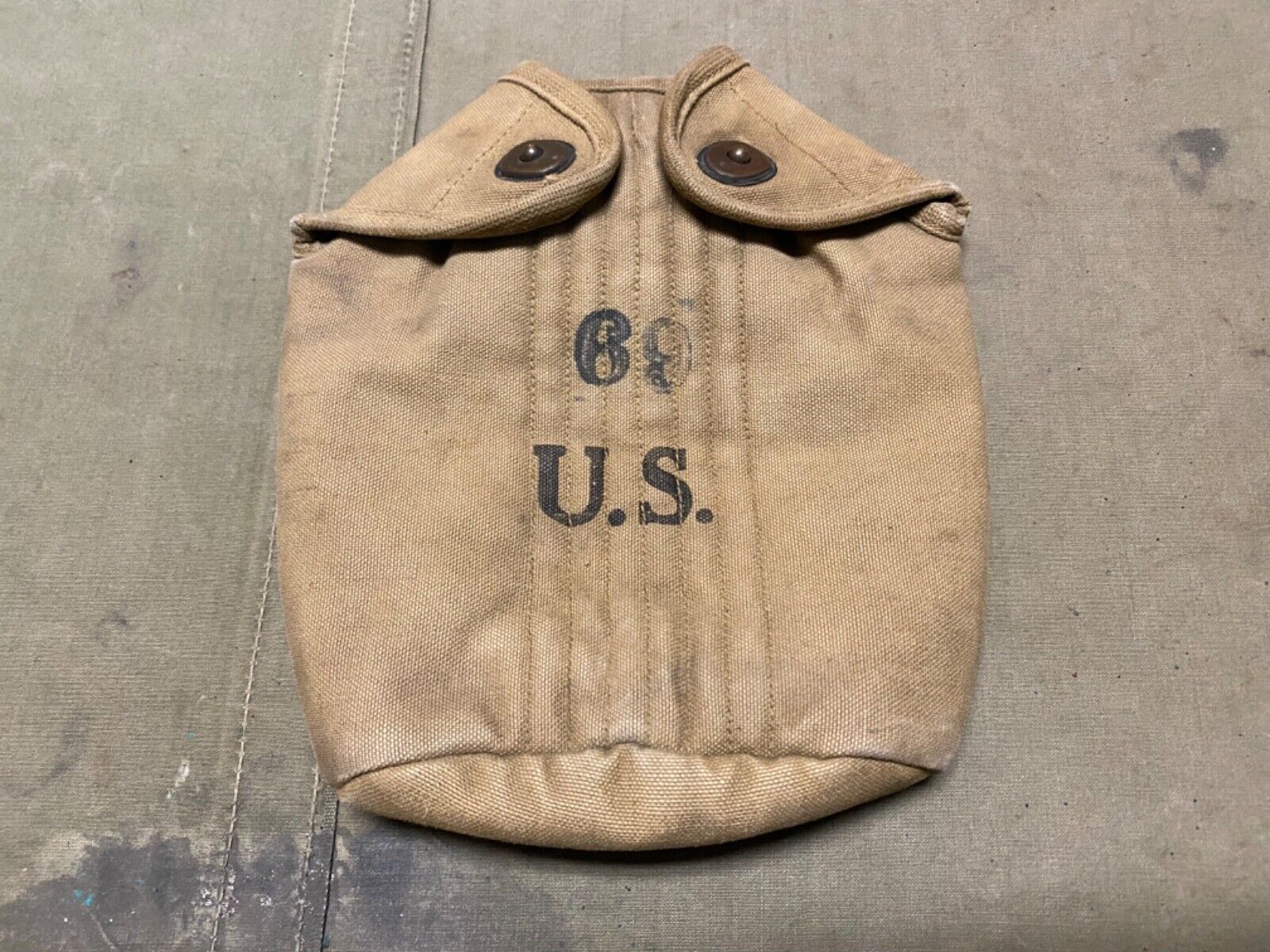 ORIGINAL WWI WWII US ARMY M1910 CANTEEN CARRIER COVER-DATED:1917
