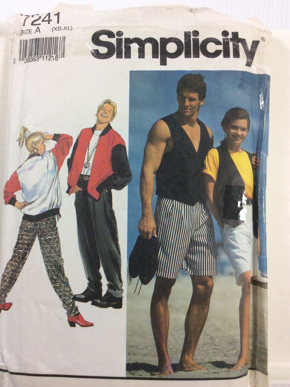 1991 Simplicity 7241 VTG Sewing Pattern Men Pants Shorts Vests Size A XS to XL