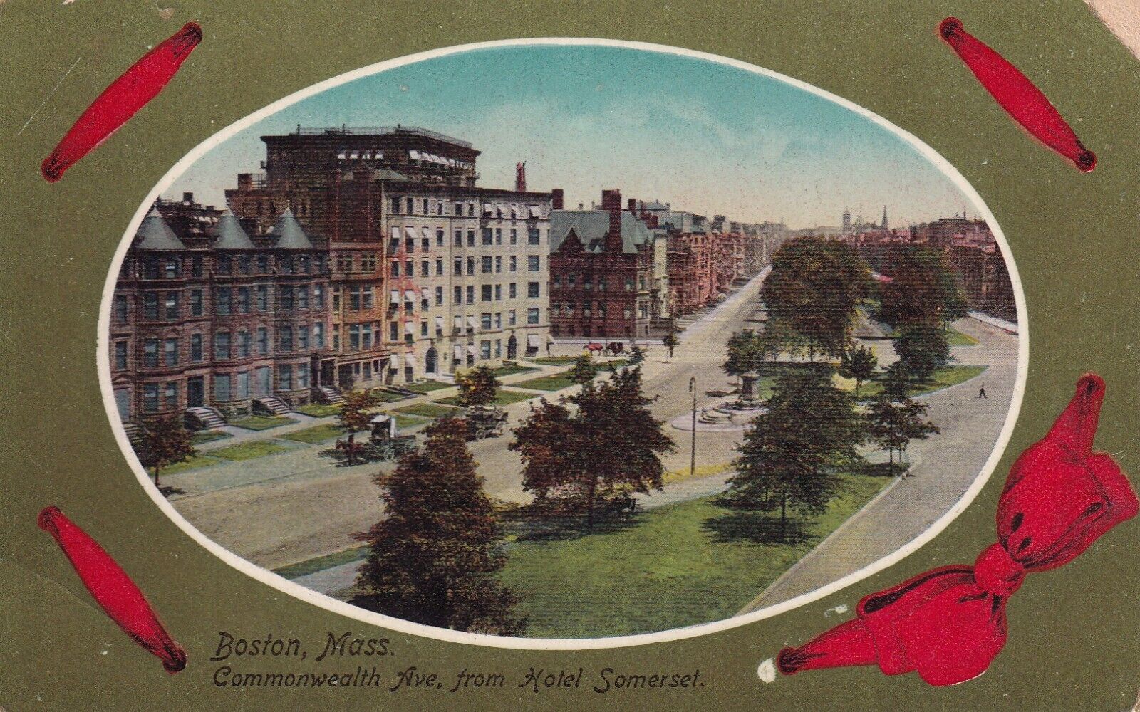 Postcard MA Boston Massachusetts Commonwealth Ave From Hotel Somerset c.1910 H4