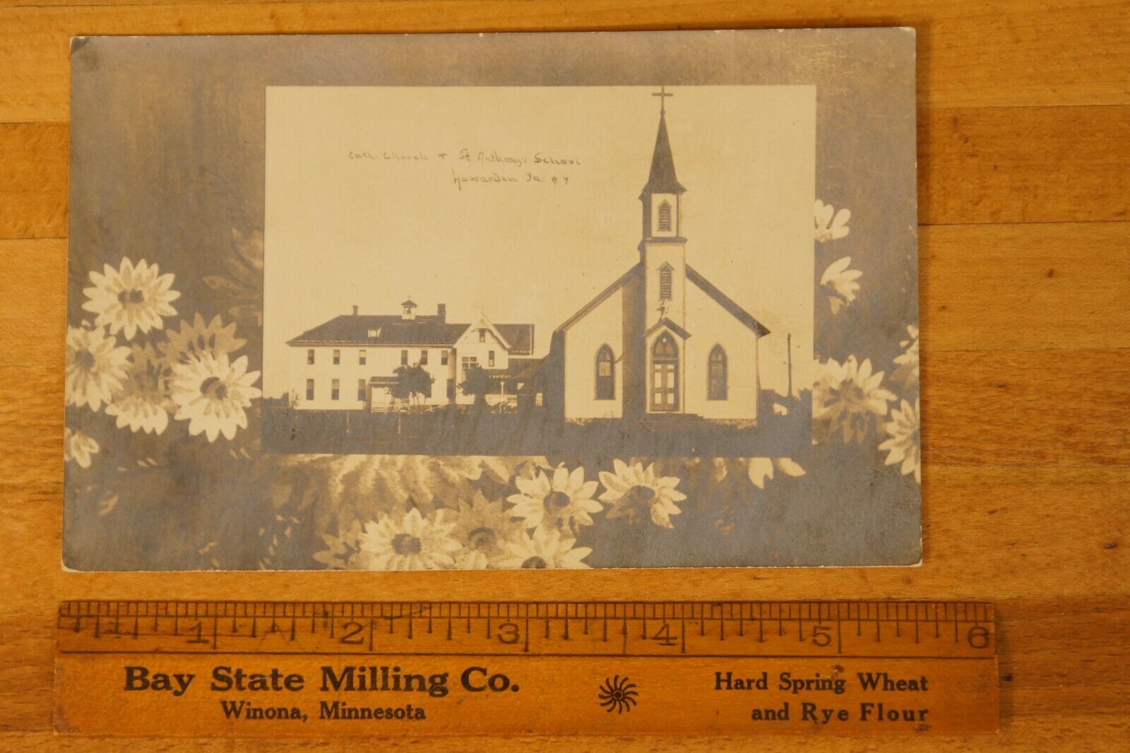Antique Real Photo Postcard St. Anthony School Catholic Church Hawarden IA RARE