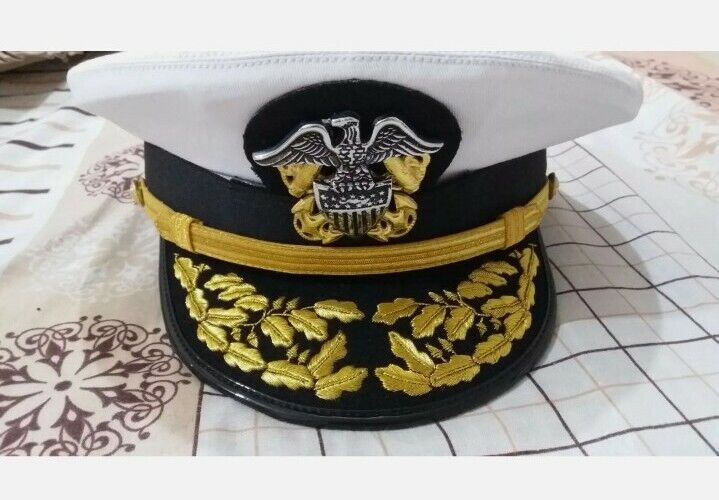 New WWll US Navy Officer Hat Repro , US Navy Admiral Visor Cap In All Sizes