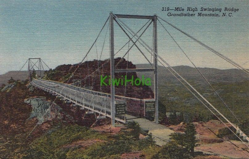 Postcard Mile High Swinging Bridge Grandfather Mountain NC