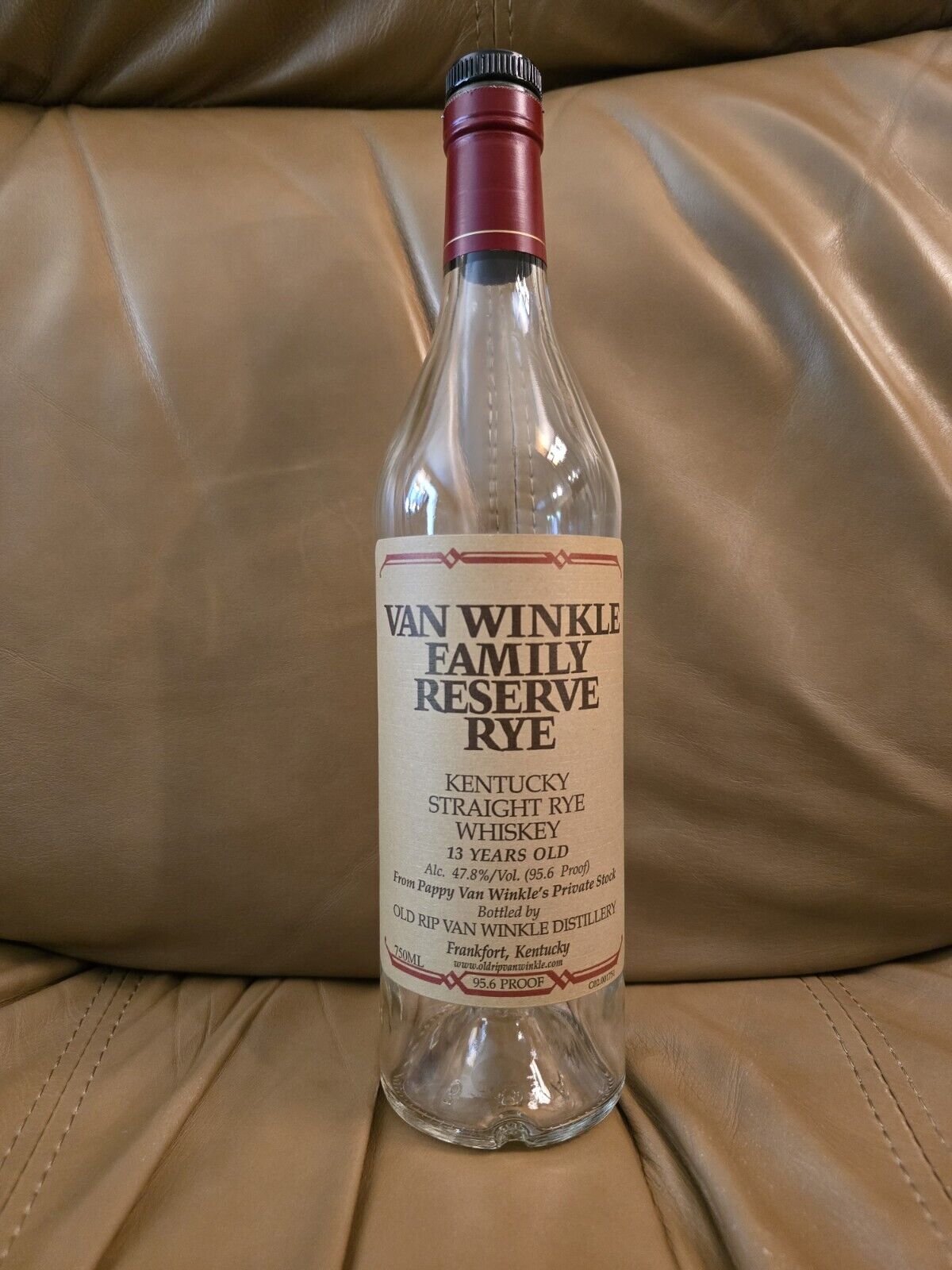 2022 Van Winkle Family Reserve 13 Year Rye Empty Whiskey Bottle Pappy Van Winkle