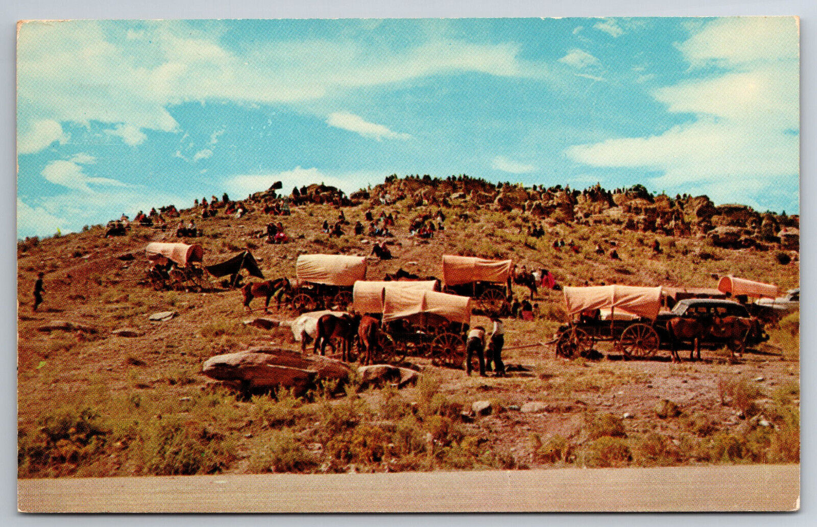 Vintage Postcard NM Gallup Indians Covered Wagons Camping Ceremonial Grounds