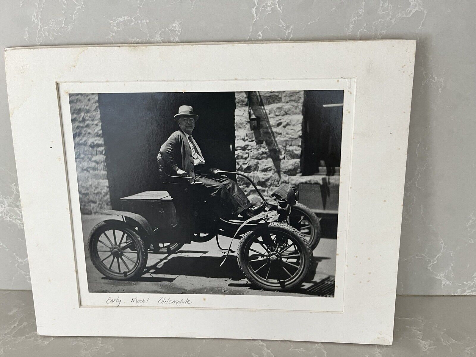 Vintage Early Model Oldsmobile 9.5” x 7.5” Black/White Photograph