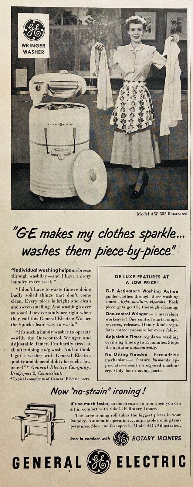 1950AD.(XH74)~GENERAL ELECTRIC CO. G-E MODEL AW 352 WRINGER WASHER
