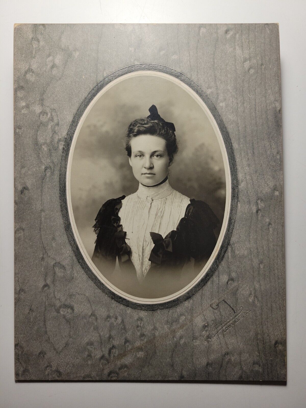 Antq Mounted Photo Beautiful Woman Portrait Mandeville Lowville NY IDd Babcock
