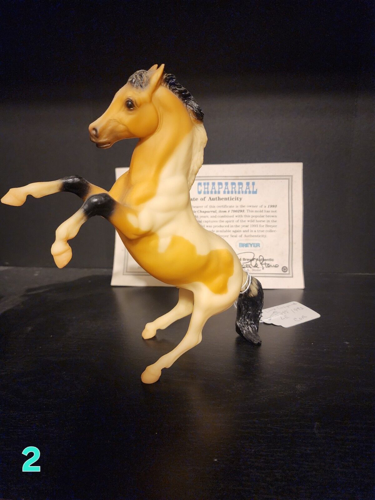 Breyer Horse Classics SR Little Chaparral Buckskin Rearing Stallion 1993 COA