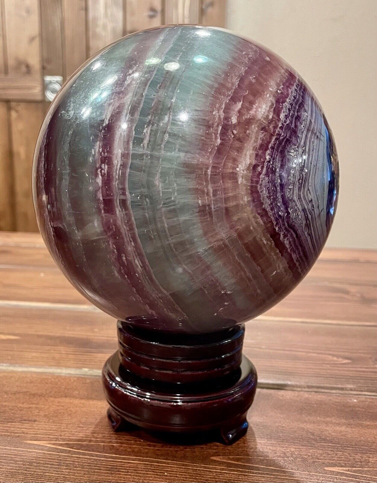 13 1/2 Pound Rainbow Fluorite Sphere With Stand